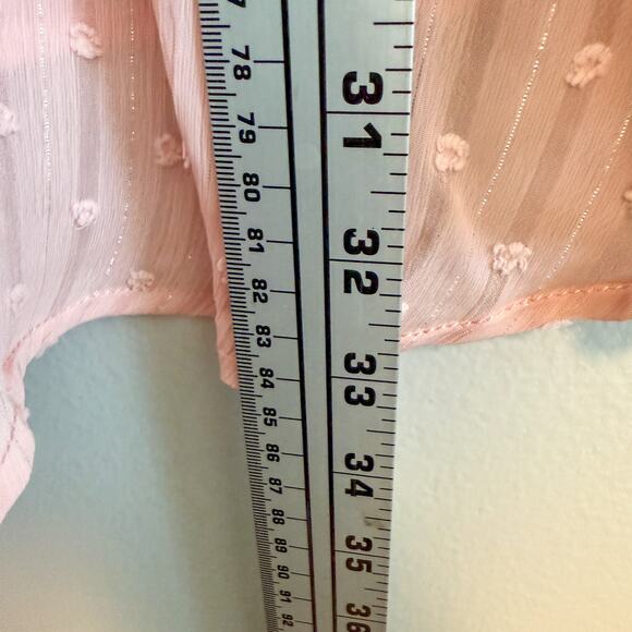 Torrid Pink Chiffon Textured Swiss Dot Semi-Sheer Bow Blouse Size 6X (30) - Picture 12 of 16